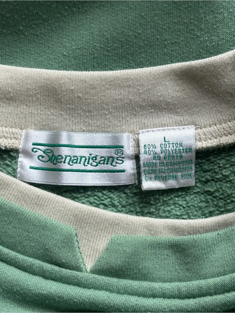 Shenanigans Vintage Green Crewneck Pumpkin Y2K Sweatshirt Grannycore Autumn Sz L
